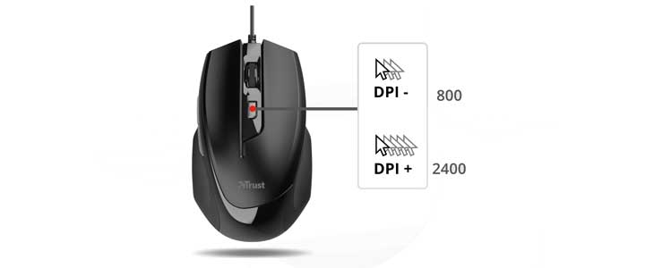 Оптична мишка TRUST Voca Comfort, 800, 1200, 1600, 2400 DPI, USB 2.0, черна, 23650