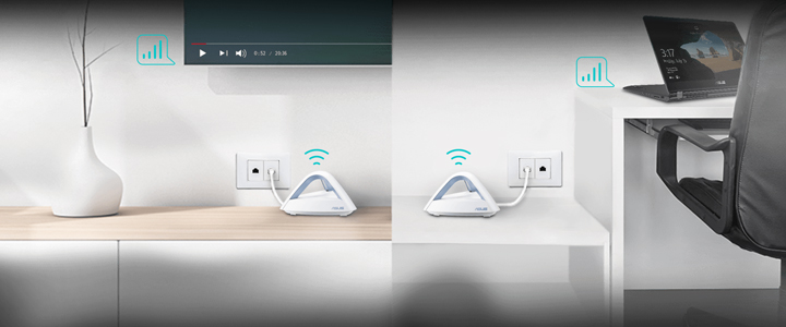  WiFi (Mesh) система ASUS LYRA MAP-AC1750 3-PACK, 450 Mbps/ 1300 Mbps, 3 вътрешни антени, ASUS LYRA MAP-AC1750 3-PACK