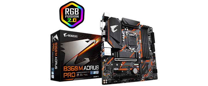 Дънна платка Gigabyte B360M AORUS PRO, LGA1151, 4 x DDR4 DIMM, Micro ATX, PCIe 