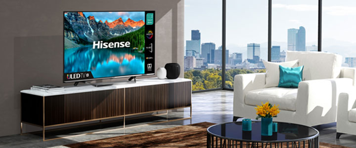 Телевизор Hisense U7QF, 55 инча 4K Ultra HD (3840x2160), ULED, Quantum Dot, 4K HDR 10+, Dolby Atmos, Smart TV, Black/Silver, 55U7QF