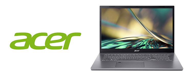 Лаптоп Acer Aspire 5, A517-53G-531M, Intel Core i5-1240P, 17.3 инча FHD, 8 GB DDR4, 512 GB SSD, nVidia GeForce RTX 2050, Linux, Сив, NX.K9QEX.002