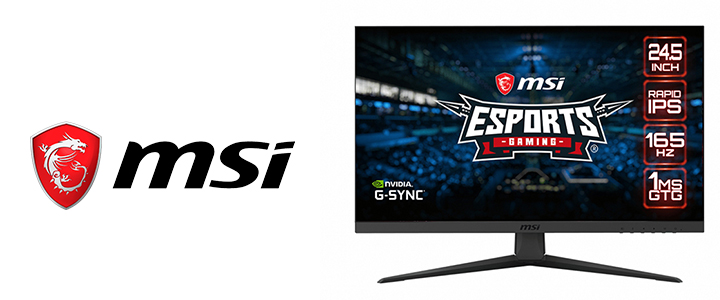 Монитор MSI Optix G251F, 24.5 инча FHD, 1920 x 1080, Flat, Rapid IPS, 165 HZ, 1 ms, 16:9, Less Blue Light, Frameless, HDMI, DP, Черен, 9S6-3BB21Q-001