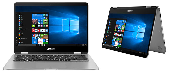 Лаптоп Asus Flip TP401CA-BZ021T, Intel Core M3-7Y30 (up to 2.6GHz, 4MB ), 14.0 инча HD (1366x768) LED Glare Touch Ultraslim, 4GB (Onboard), 128 eMMC, 90NB0H21-M00460