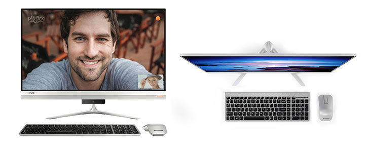 Настолен компютър - всичко в едно Lenovo IdeaCentre AIO 520s 23 инча IPS FullHD i3-7100U 2.4GHz, 8GB DDR4, 256GB SSD 2.5, ext. DVD, WiFi, BT, FullHD cam, Сребрист, F0CU0077RI