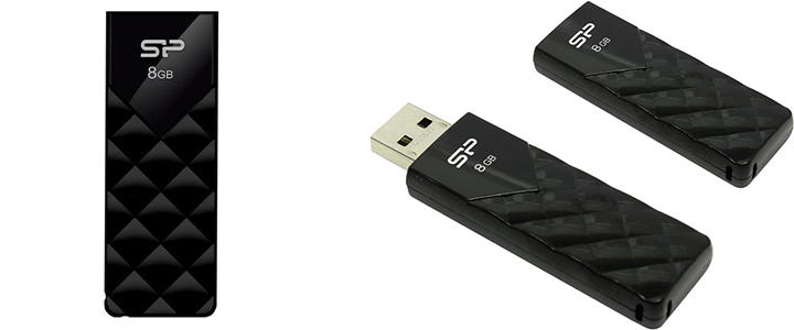 Флаш памет Silicon Power U03 8GB USB 2.0, Черна, SP008GBUF2U03V1K