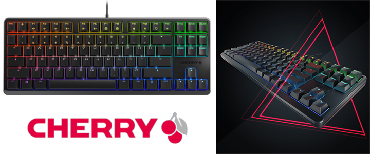 Геймърскa механична клавиатура Cherry G80-3000S TKL RGB, Cherry MX Red, Черен, CHERRY-KEY-G80-3831