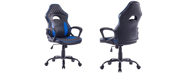Геймърски стол Xmart XGC-201B, Въртене на 360 градуса, Черен със синьо, XGC-201B