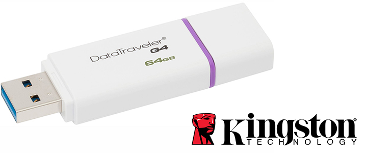 Флаш памет KINGSTON DataTraveler G4, USB 3.0, 64GB, Бял/Лилав, KIN-USB-DTIG4-64GB