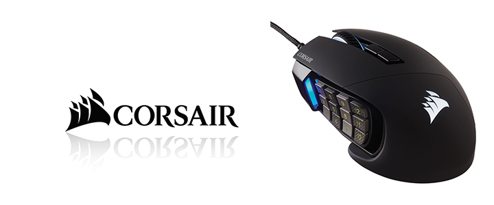 Геймърска мишка Corsair Scimitar RGB ELITE MOBA/MMO (17 програмируеми бутона, 3 профила, 4 зони RGB, 18 000 dpi, до 1000Hz, USB), Черен, CH-9304211-EU