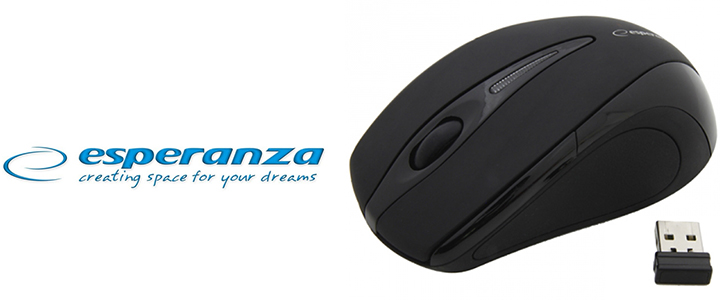 Безжична оптична мишка Esperanza, Wireless 3D, 2.4GHz ANTARES, Черен, EM101