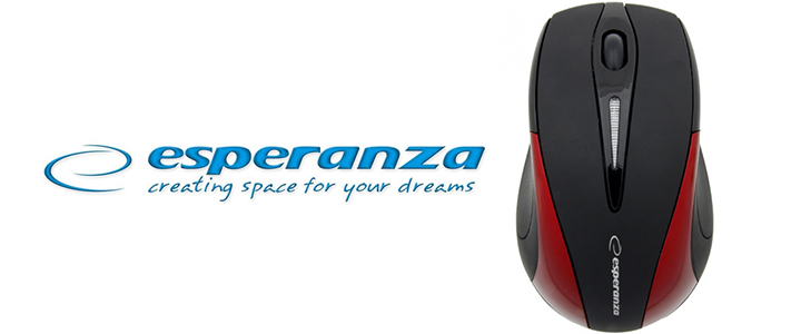 Безжична оптична мишка Esperanza, Wireless 3D, 2.4GHz ANTARES, Черен/Червен, EM101R