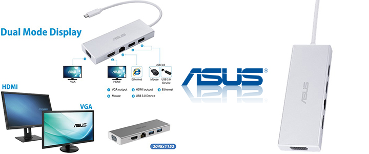 Докинг станция Asus OS200 USB-C DONGLE, Бял, 90XB067N-BDS000