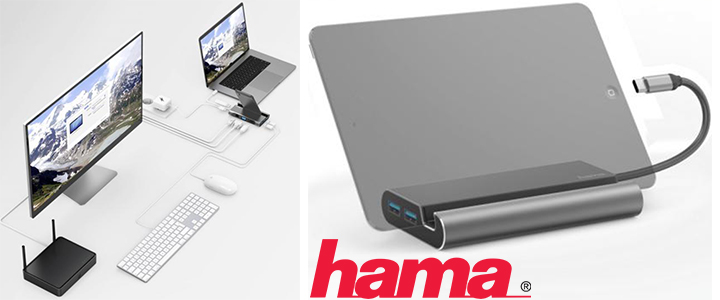 Докинг станция 7 в 1, HAMA, 3x USB-A 3.1, HDMI, VGA, LAN, USB-C (PD), Сив, HAMA-135764
