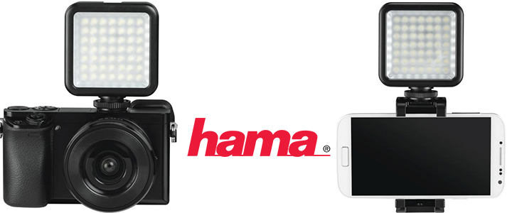 LED лампа Hama 49 BD, за допълнително осветяване на записи с камера и смартфон, Черен, HAMA-04641