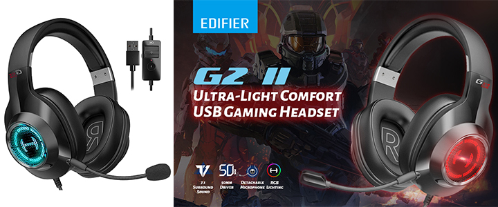 Геймърски слушалки Edifier G2II, PC/PS4 USB Wired, 7.1 Surround Sound, Черен