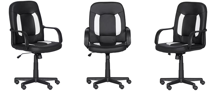 Геймърски стол Carmen 7601, функция за люлеене или фиксиране в изправена позиция, Еко кожа, до 120 кг максимално натоварване, черен/бял, 3520038