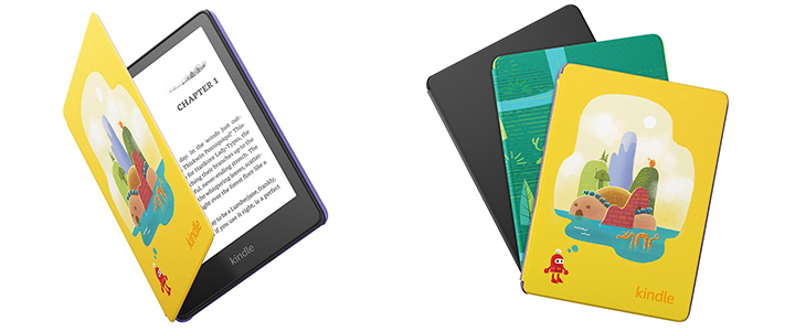 Електронен четец Kindle Paperwhite Kids Edition, 11 генерация, 8GB, 6.8 инча, 300 PPI, до 10 седмици живот на батерията, водоустойчив, Жълт калъф