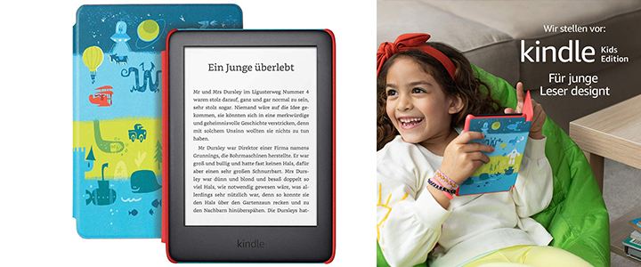 Електронен четец за деца Kindle Kids Edition, 10 Generation – 2019, 6 инча, 8GB, достъп до повече от хиляда книги, Space калъф